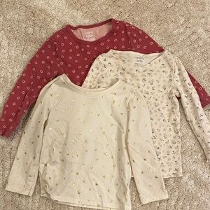 Carter's Kids Long Sleeve Tees - Red, Cream, and Beige